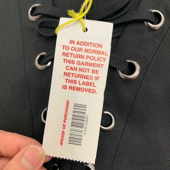 BCBGeneration Shift Mini Shirt Dress Womens XXS 2XS Black Lace Up Pockets - Picture 14 of 16